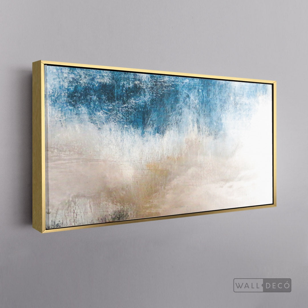 Cuadro Abstracto Tierra y Agua - marco dorado 145x55