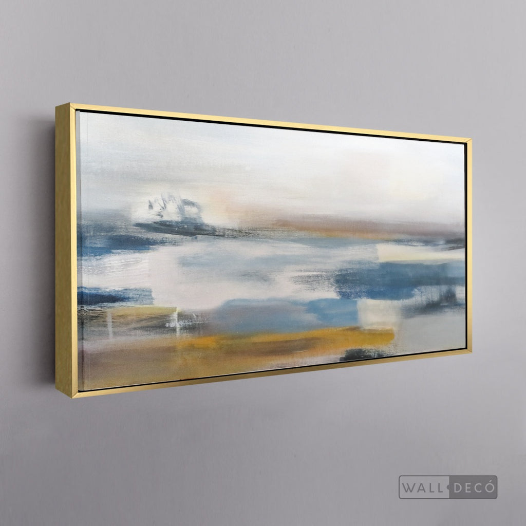 Cuadro Abstracto Horizonte - marco dorado 145x55