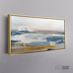 Cuadro Abstracto Horizonte - marco dorado 145x55
