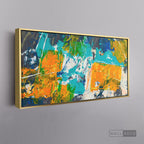 Arte Abstracto Dinámico - marco dorado 145x55