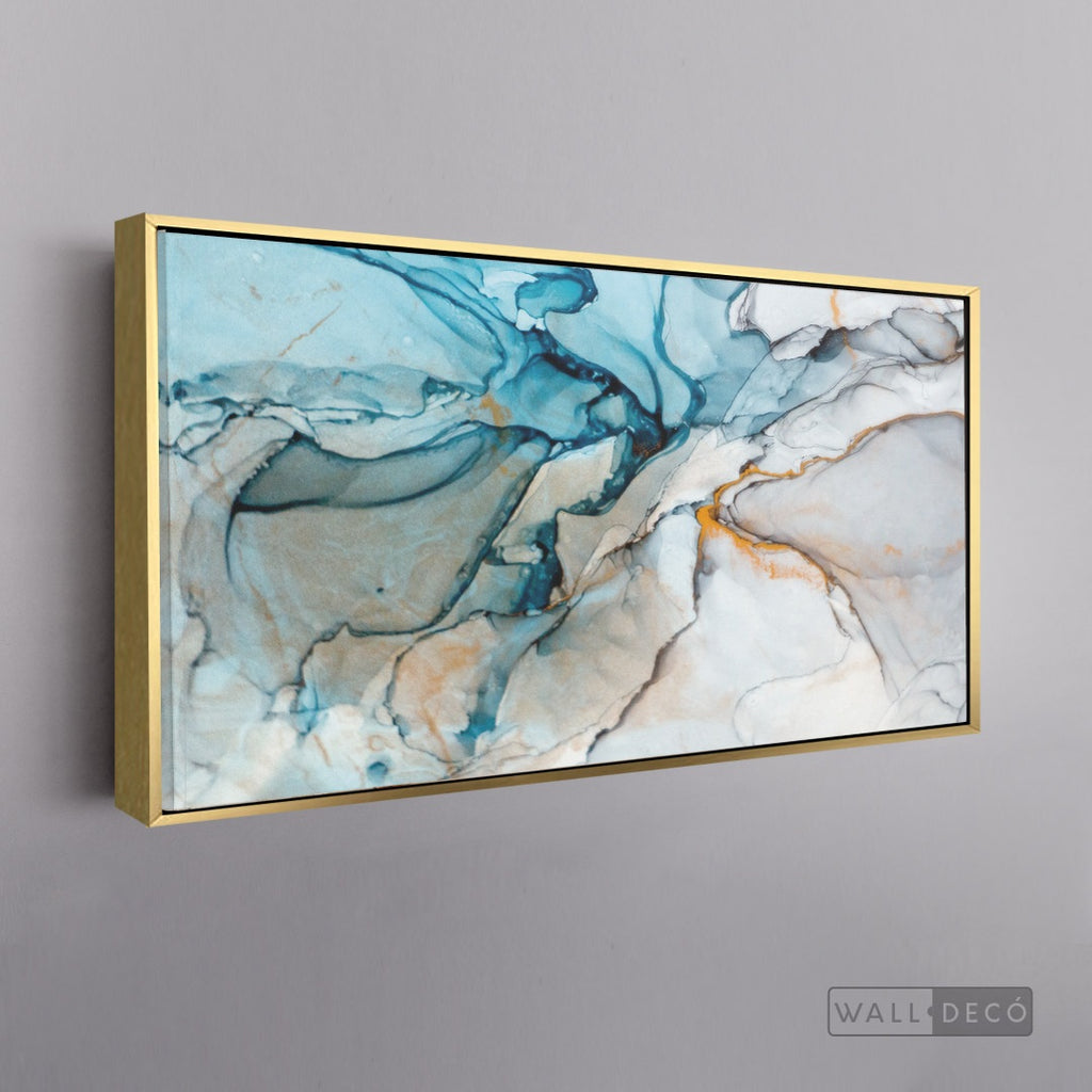 Cuadro Abstracto Marmol - marco dorado 145x55