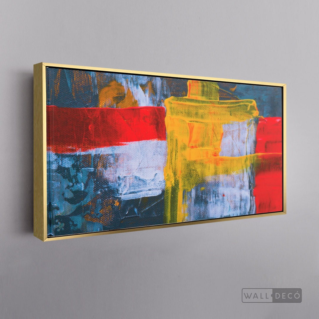 Cuadro Abstracto Primarios - marco dorado 145x55