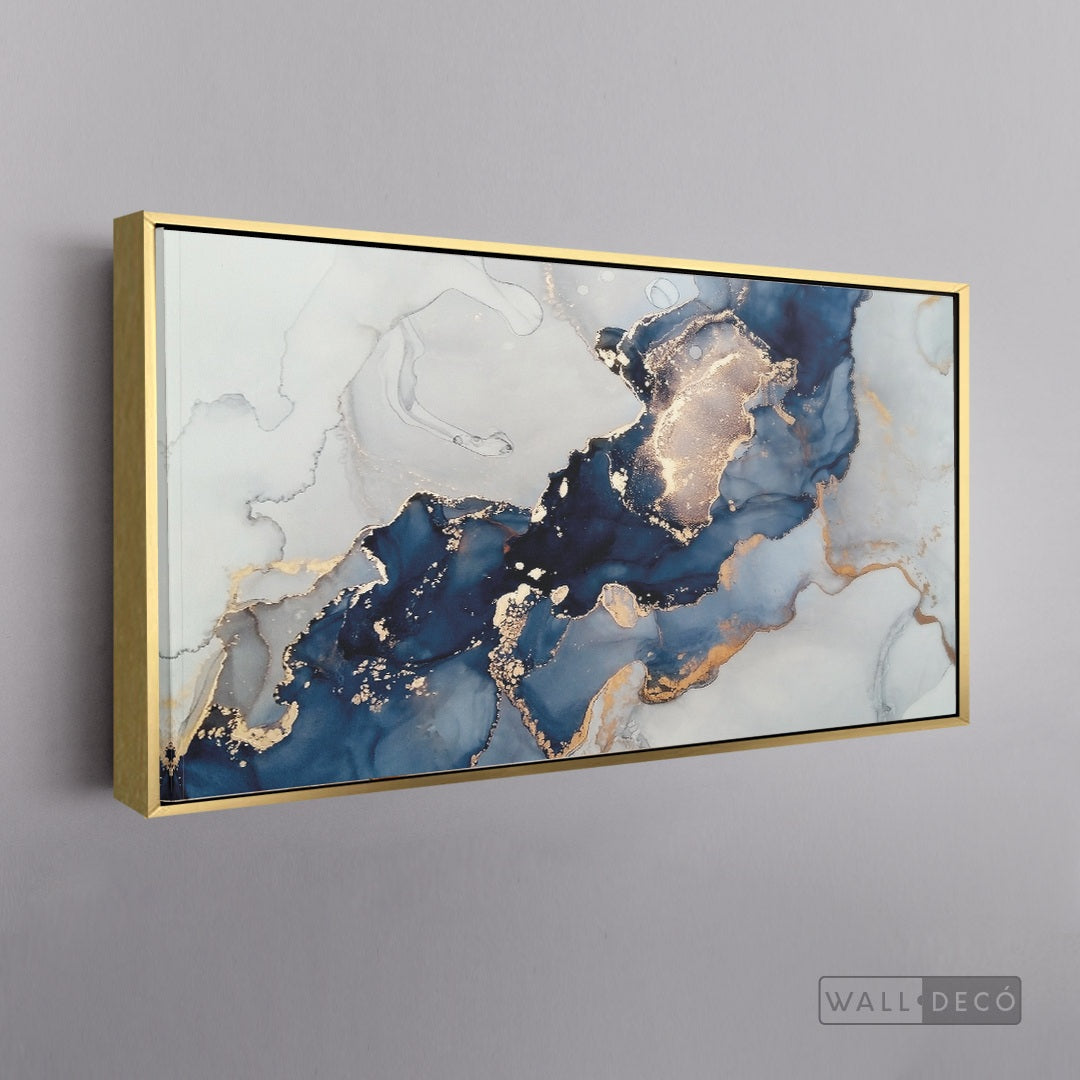 Cuadro Fluido Abstracto Dorado (B) - marco dorado 145x55
