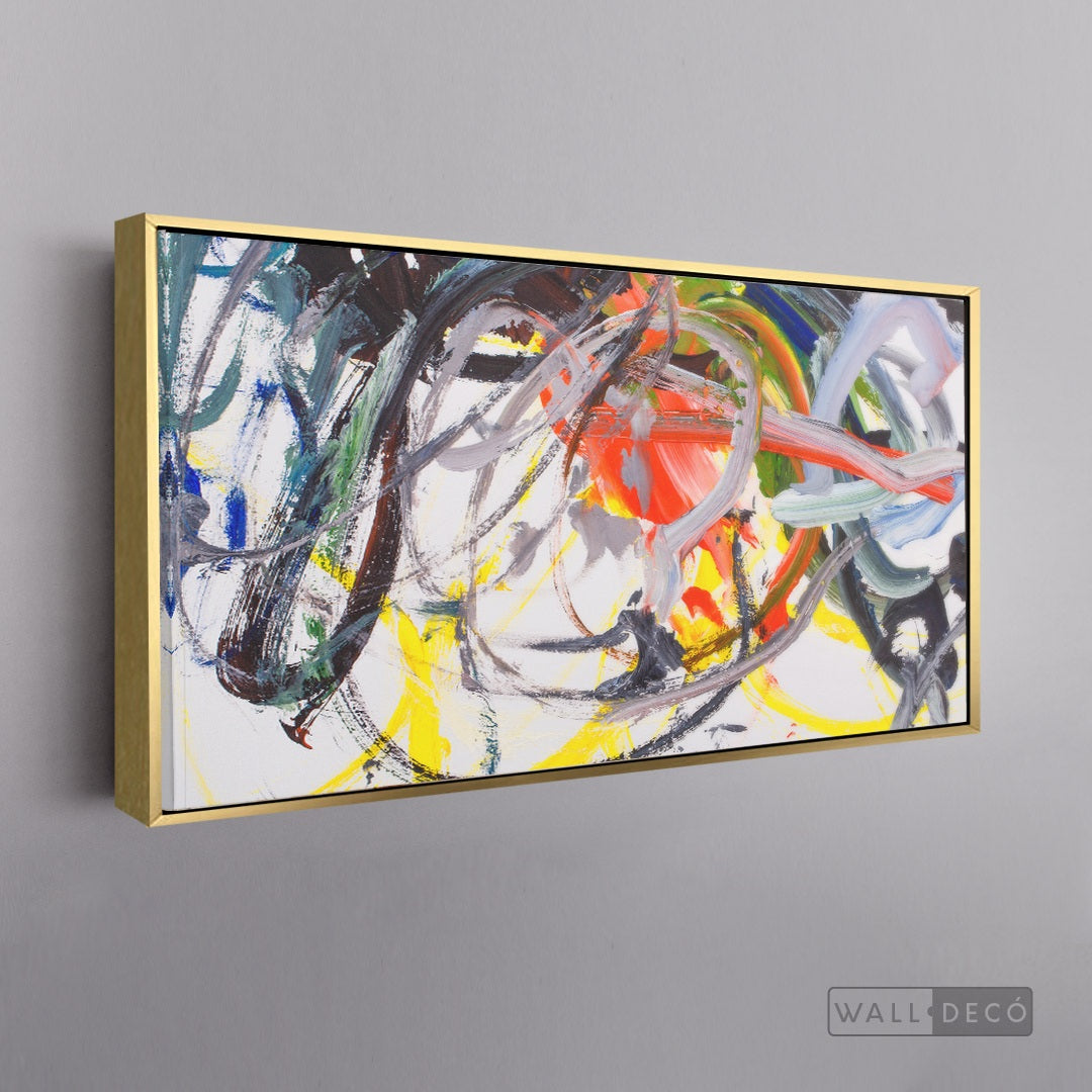 Arte Abstracto Caos - marco dorado 145x55