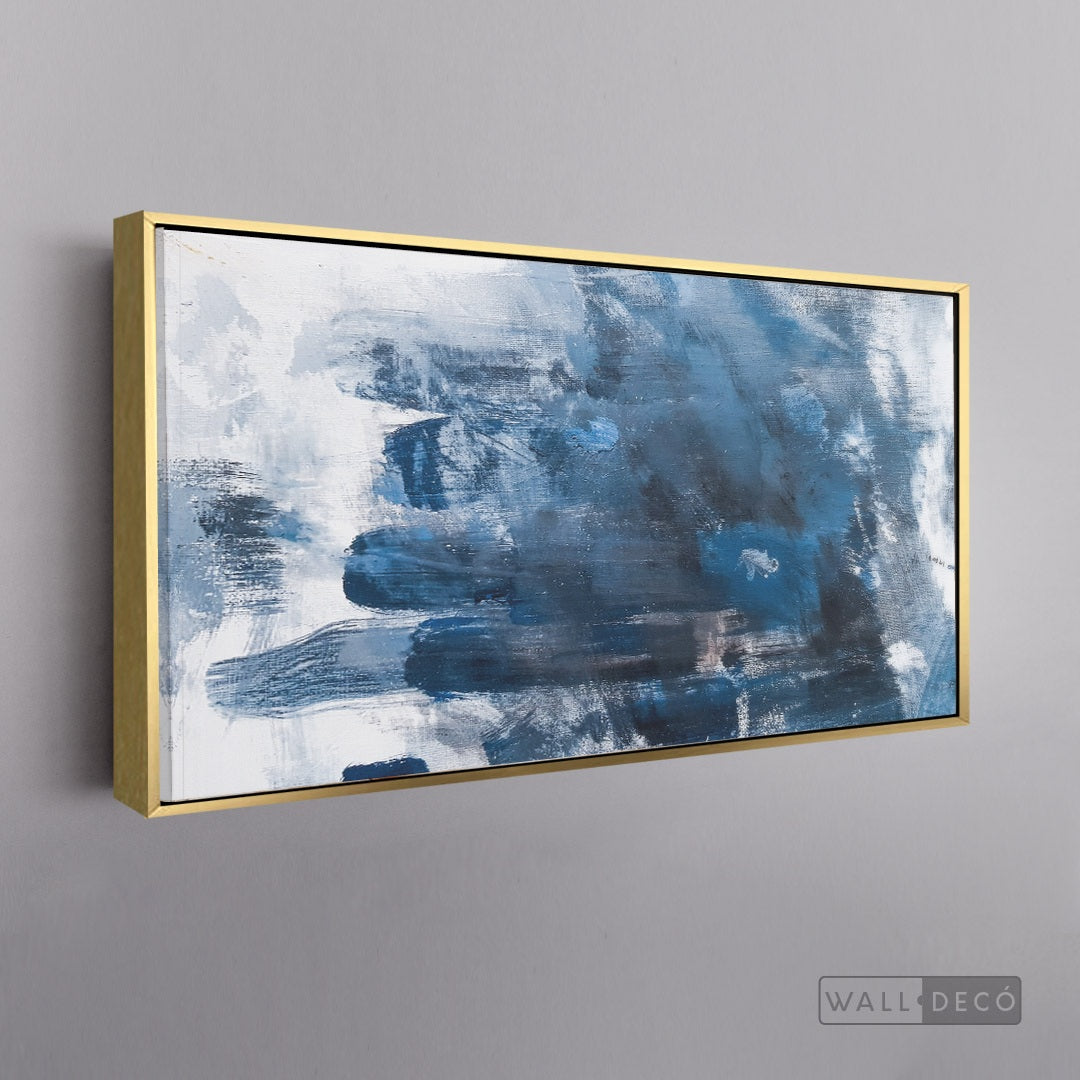 Cuadro Contemporáneo Aqua - marco dorado 145x55