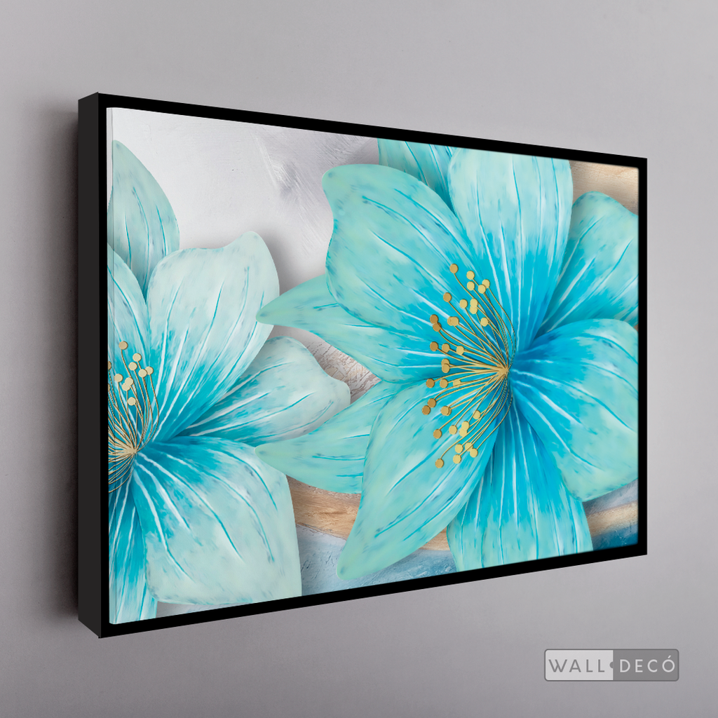Cuadro Clásico Flores en Azul