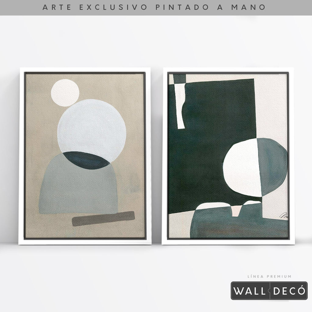 Díptico pintado a mano Geometría minimalista