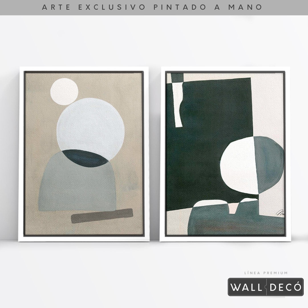 Díptico pintado a mano Geometría minimalista