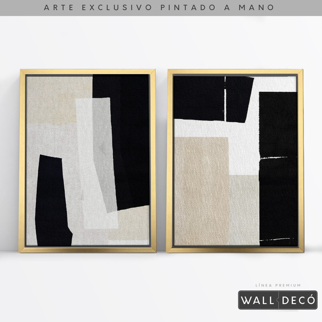 Díptico pintado a mano Minimalismo etéreo