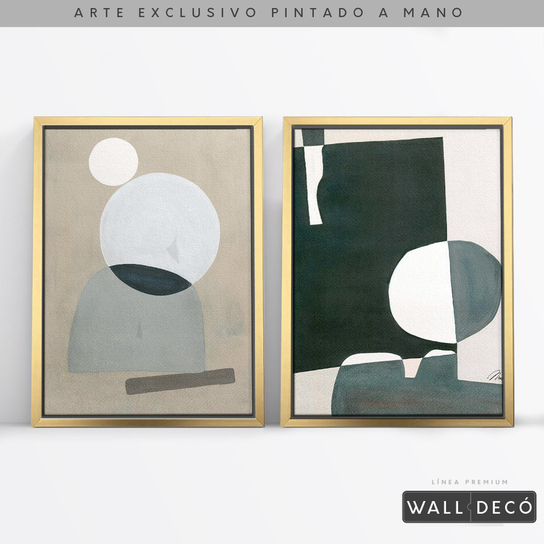 Díptico pintado a mano Geometría minimalista