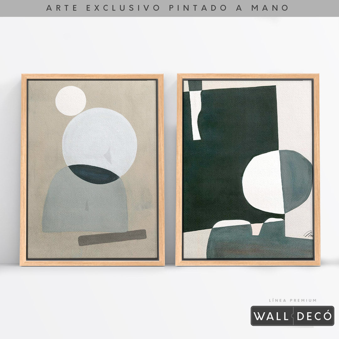 Díptico pintado a mano Geometría minimalista