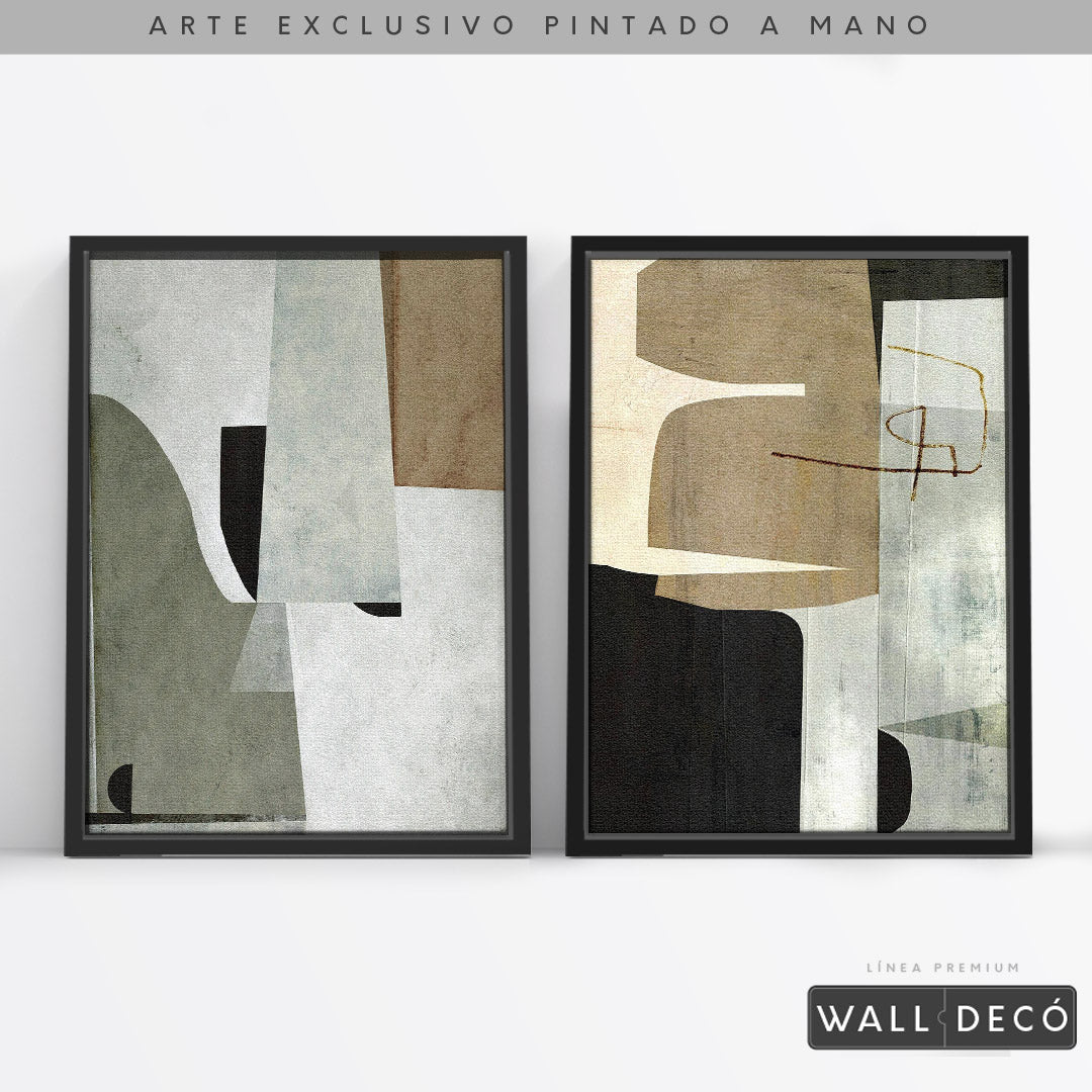Díptico pintado a mano Estructuras minimalistas