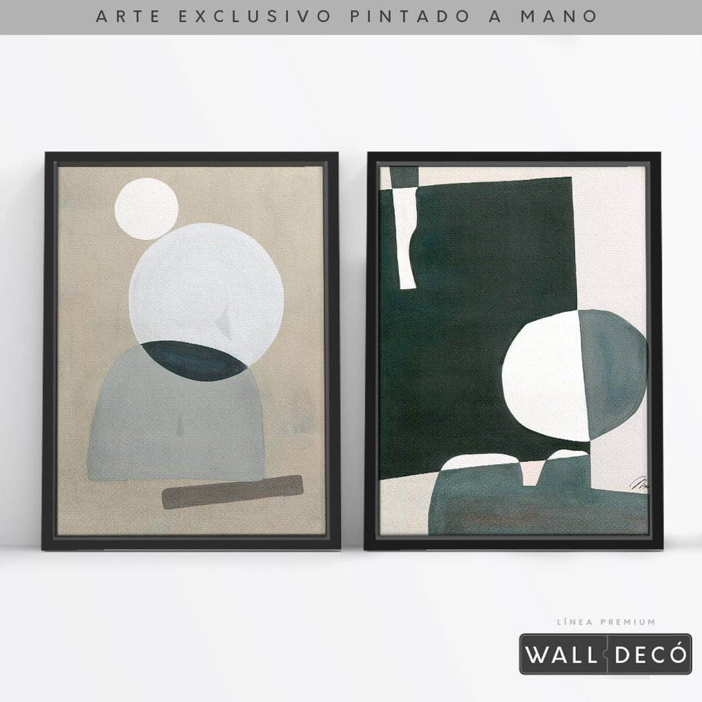 Díptico pintado a mano Geometría minimalista