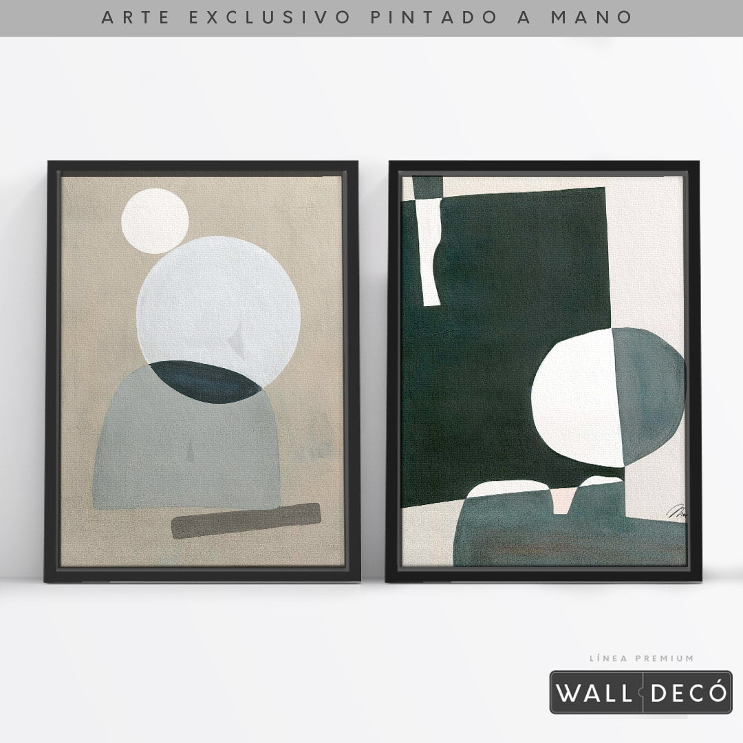 Díptico pintado a mano Geometría minimalista