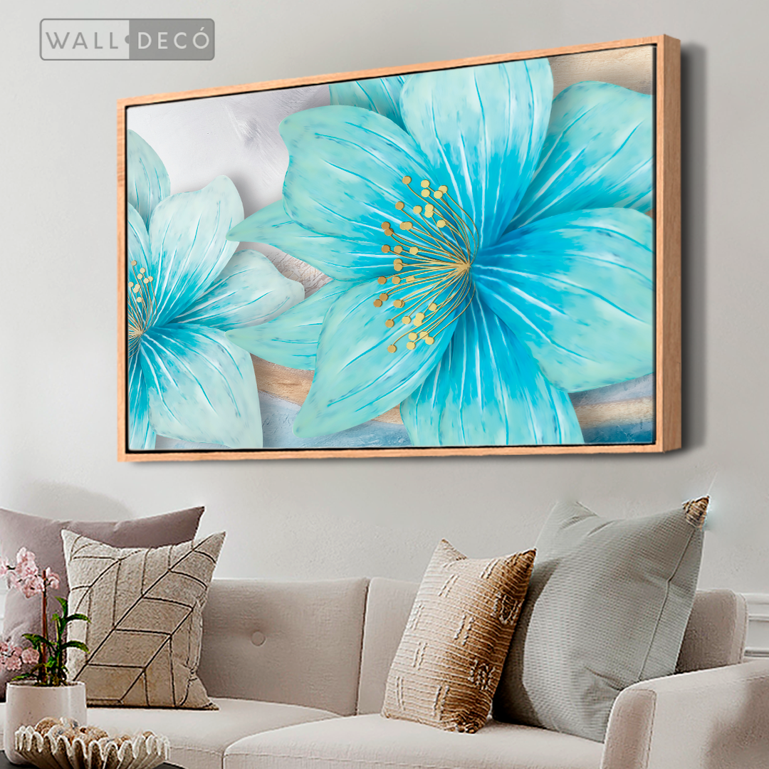 Cuadro Clásico Flores en Azul