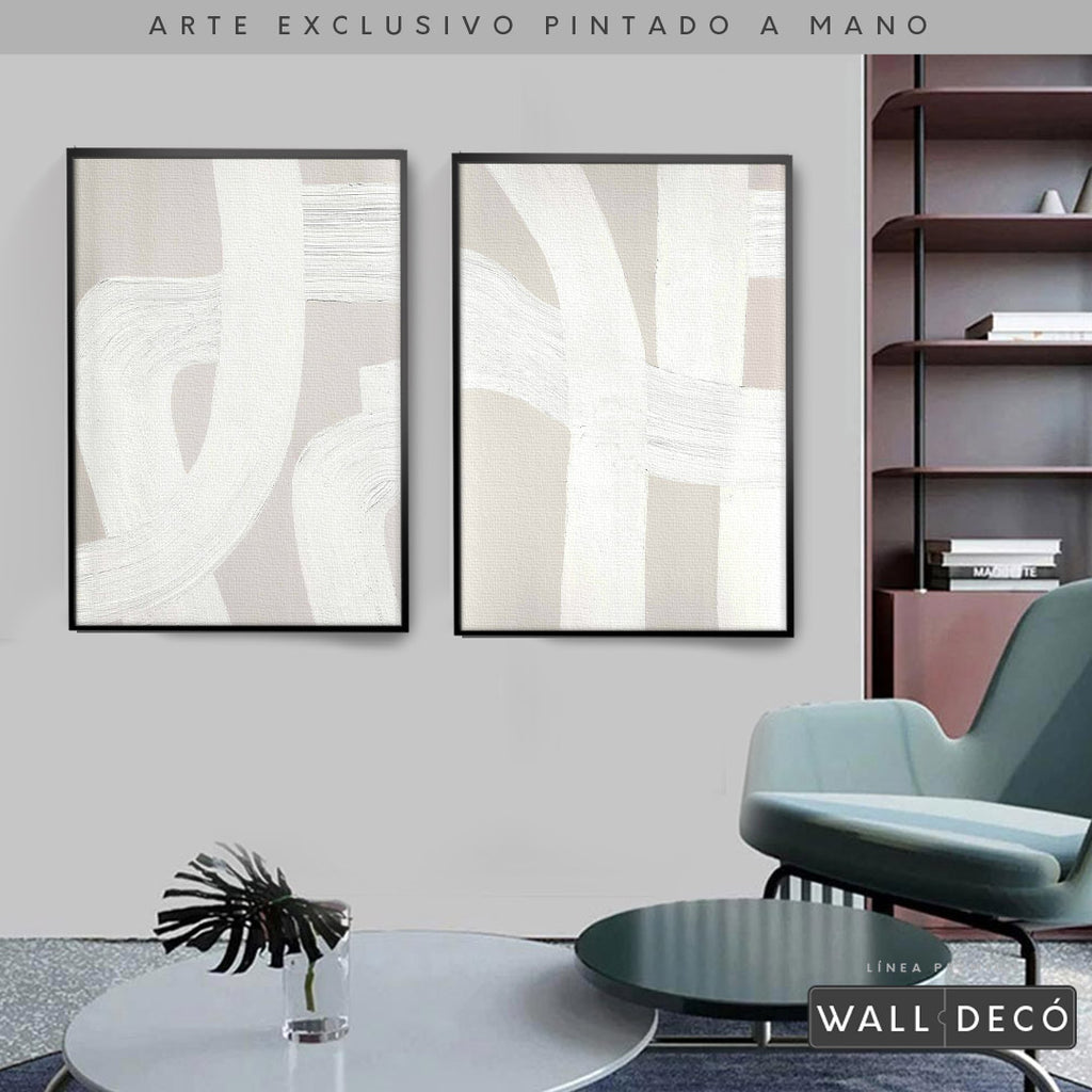Díptico pintado a mano Pureza minimalista