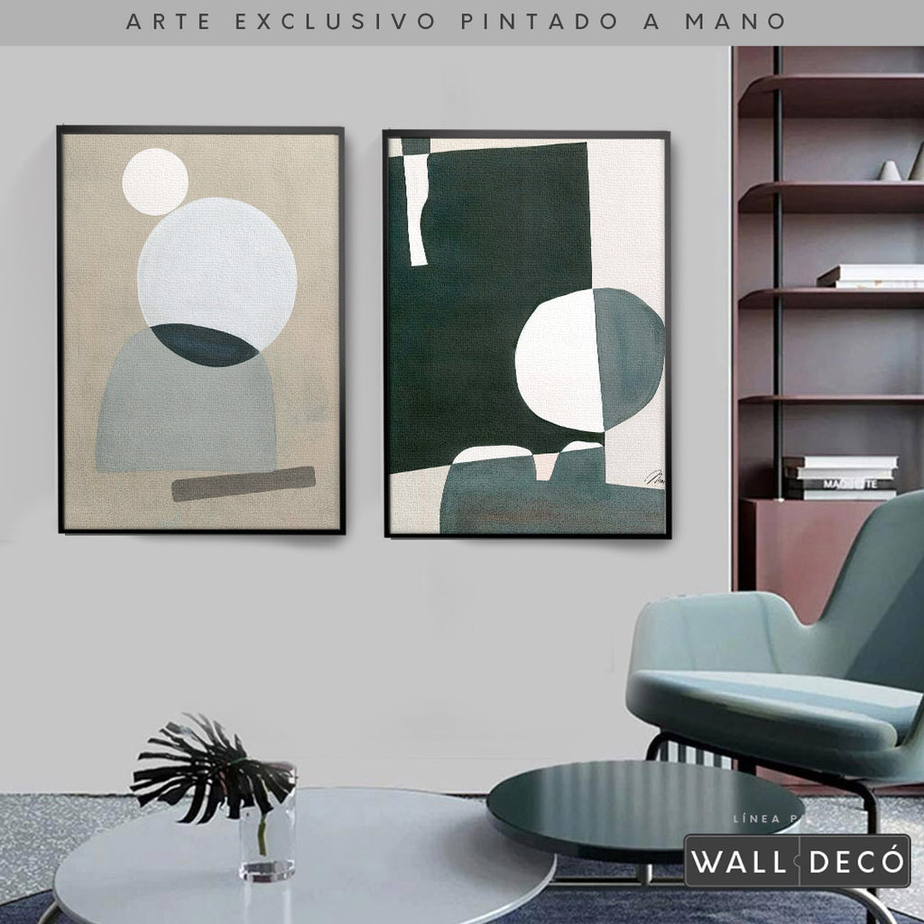 Díptico pintado a mano Geometría minimalista