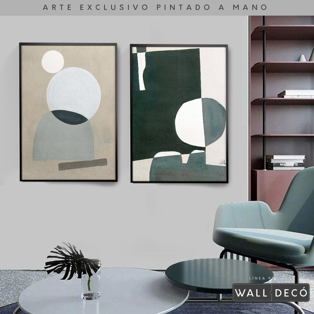 Díptico pintado a mano Geometría minimalista