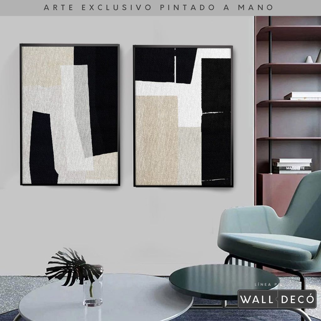 Díptico pintado a mano Minimalismo etéreo