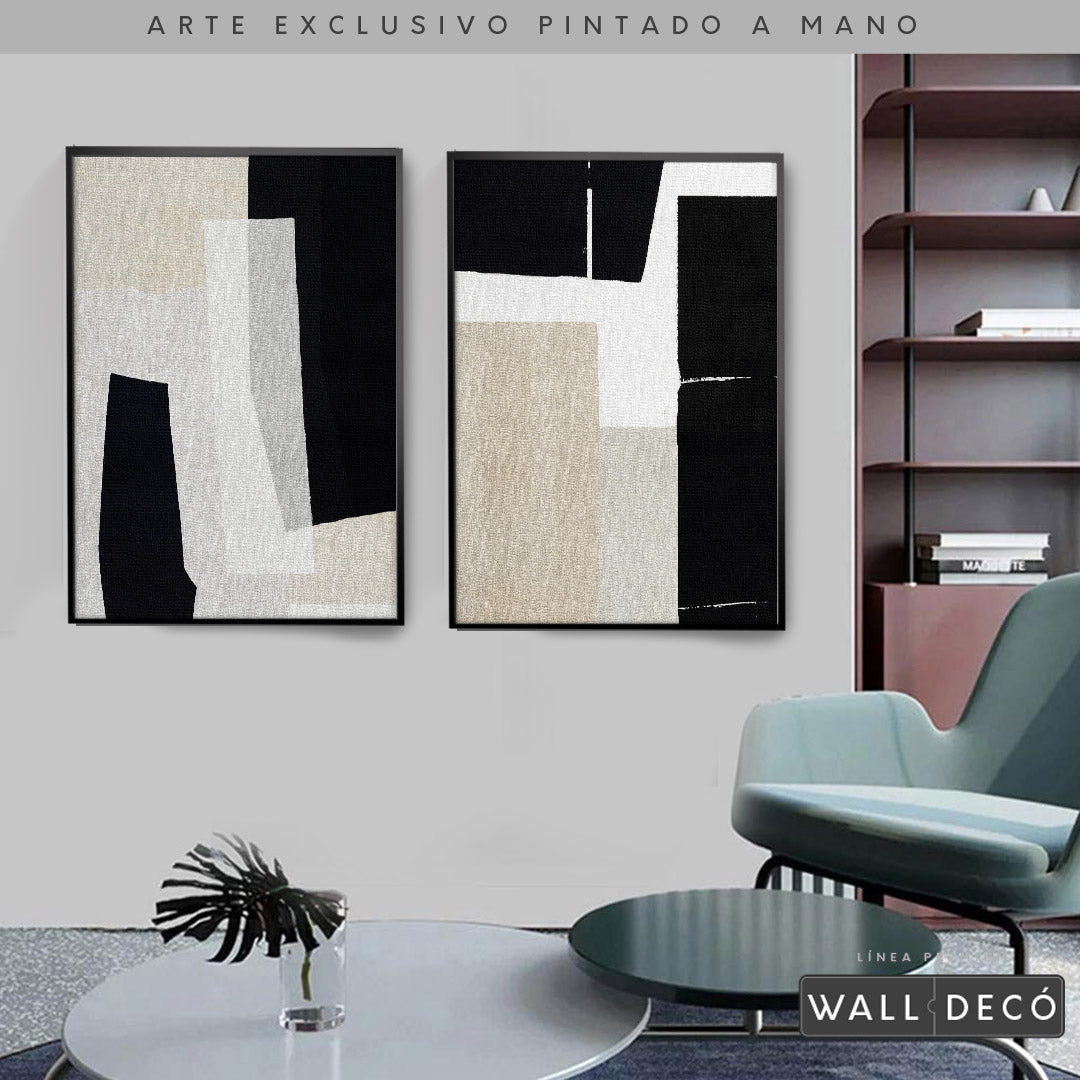 Díptico pintado a mano Minimalismo etéreo