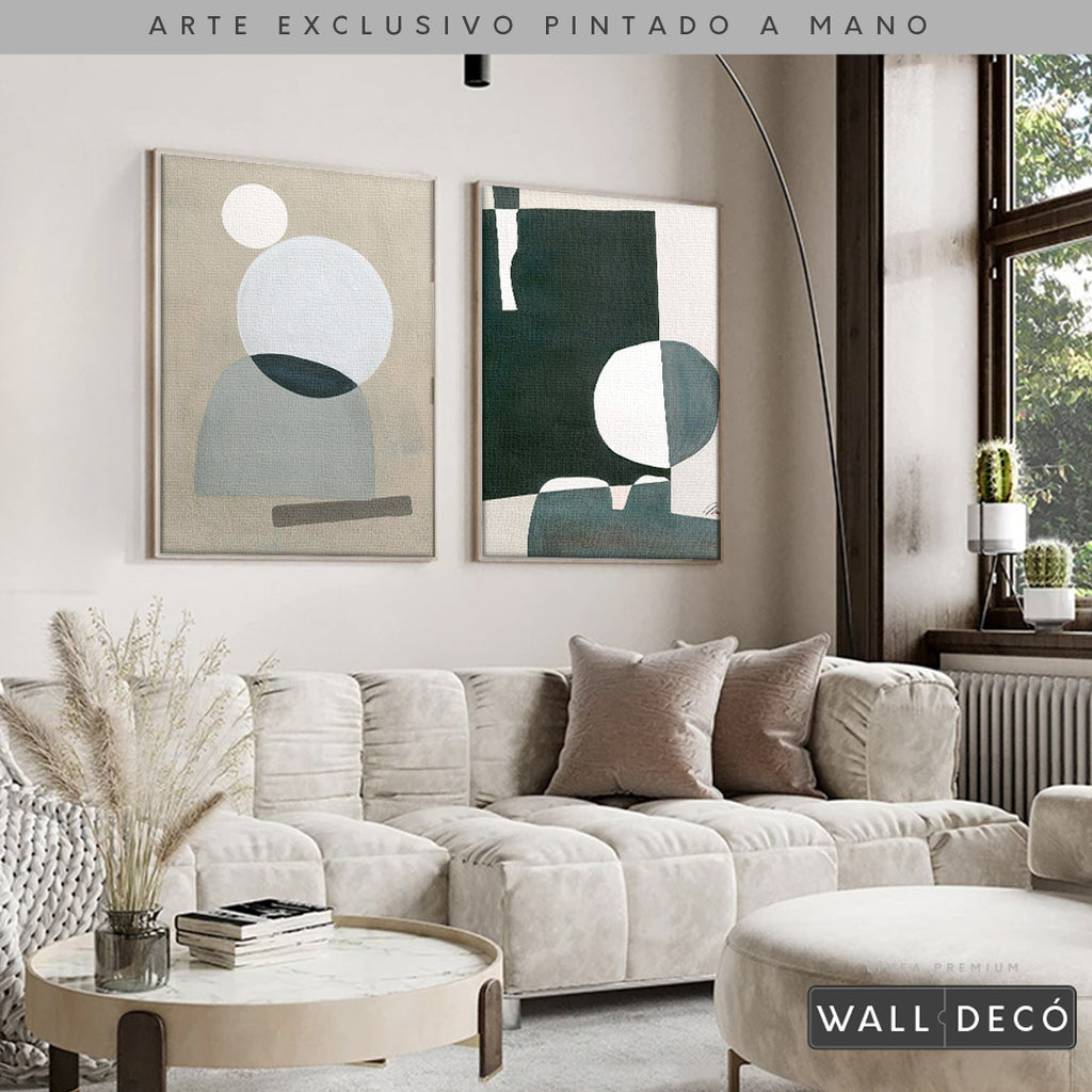 Díptico pintado a mano Geometría minimalista