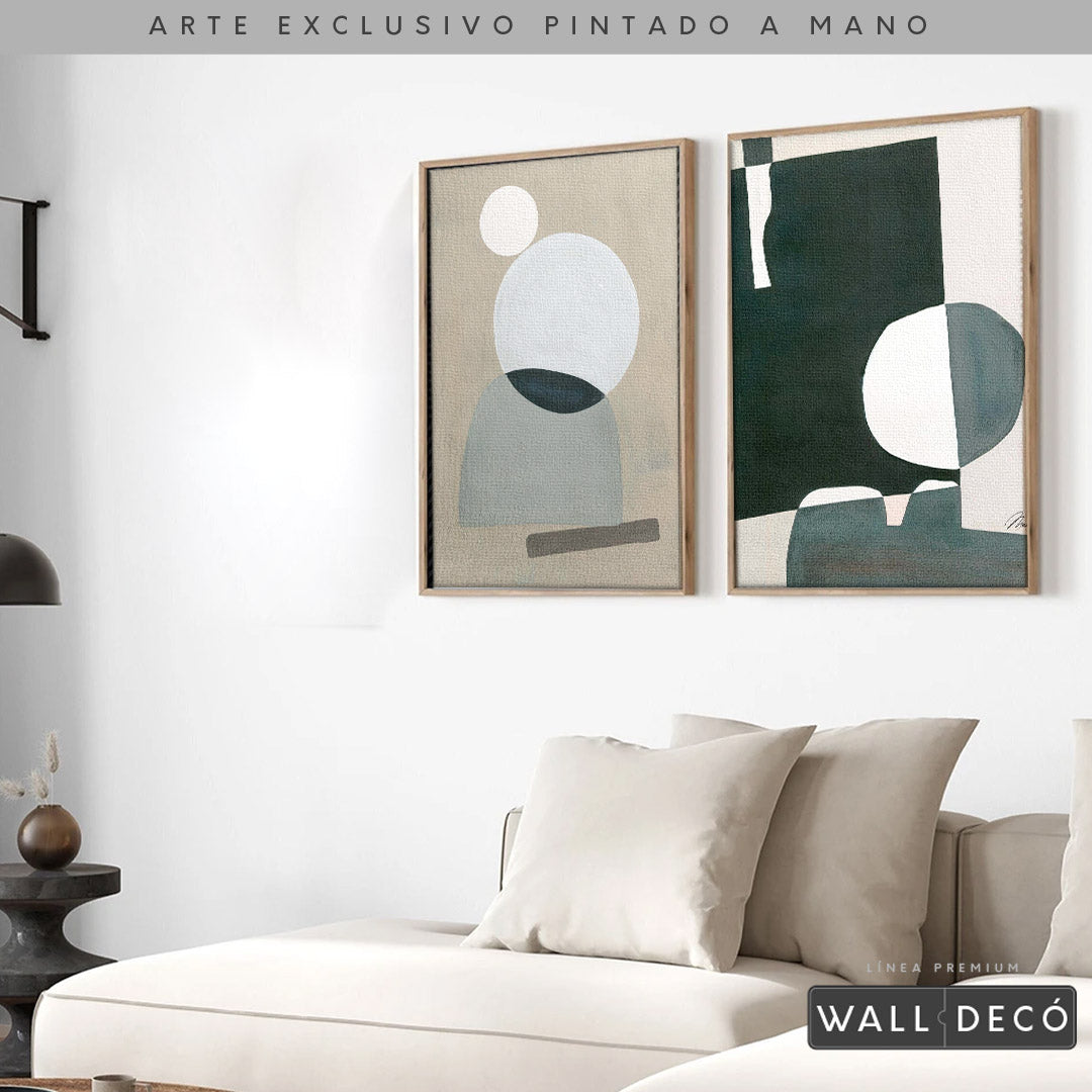 Díptico pintado a mano Geometría minimalista