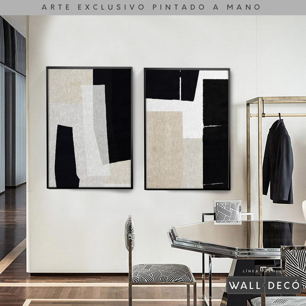 Díptico pintado a mano Minimalismo etéreo