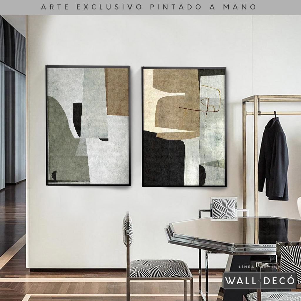 Díptico pintado a mano Estructuras minimalistas