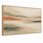 Cargar imagen en el visor de la galería, Cuadro Horizonte Dorado sobre fondo blanco en marco de madera natural, vista tres cuartos
