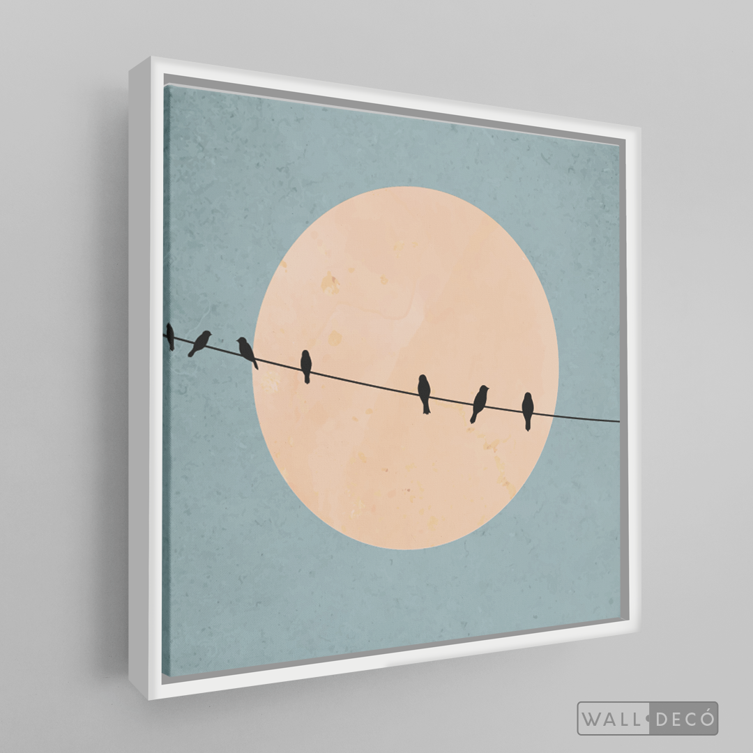 Cuadro Minimalista Pájaros en Azul