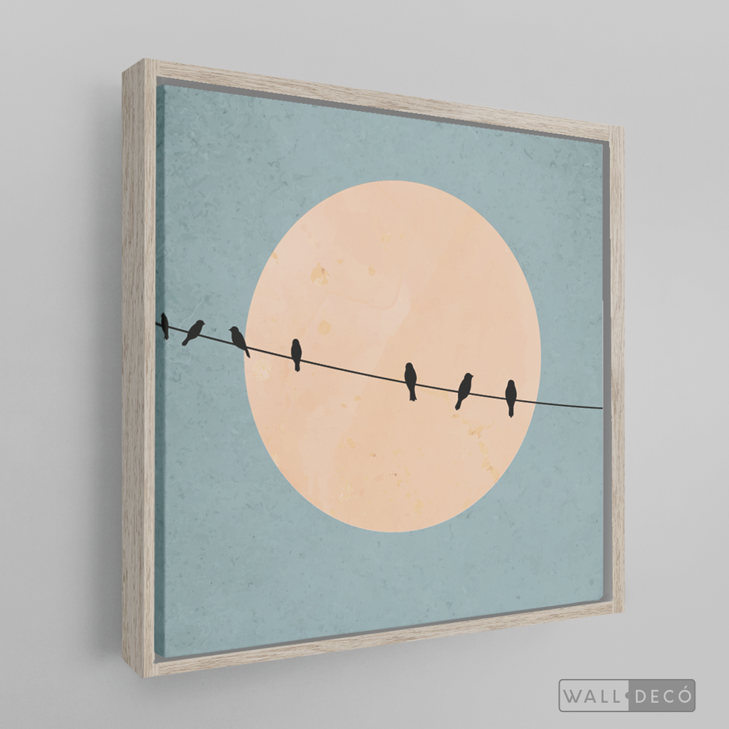 Cuadro Minimalista Pájaros en Azul