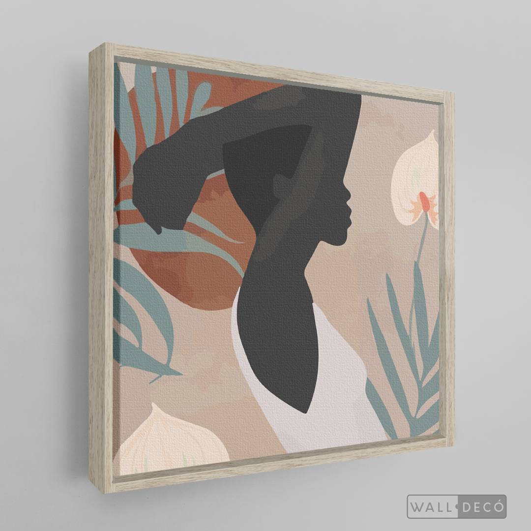 Cuadro Mujer Afro Tulipanes