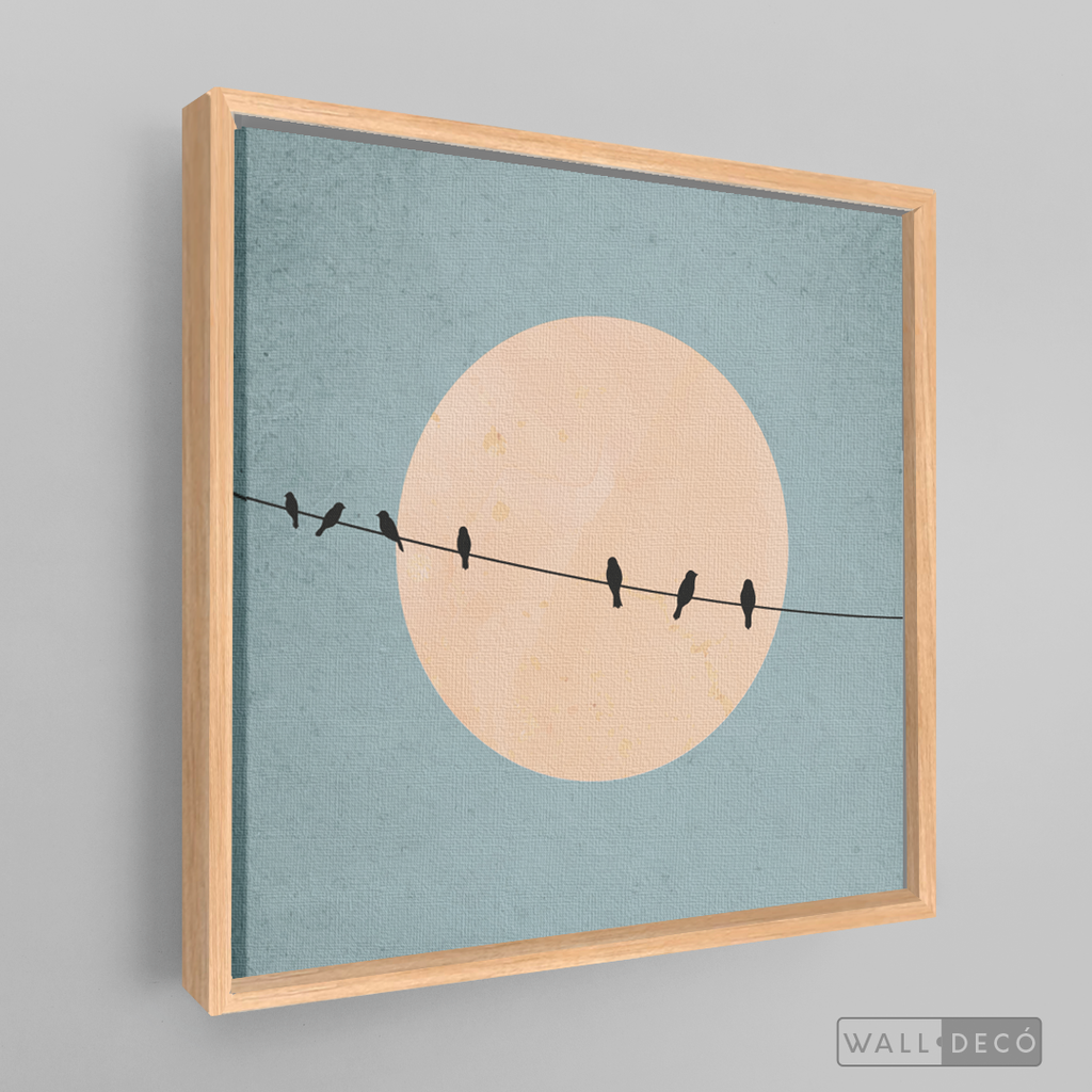 Cuadro Minimalista Pájaros en Azul
