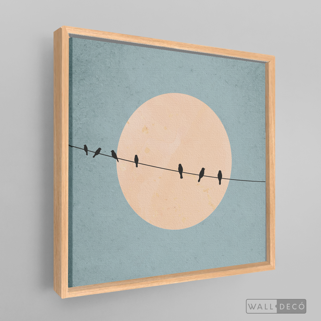 Cuadro Minimalista Pájaros en Azul