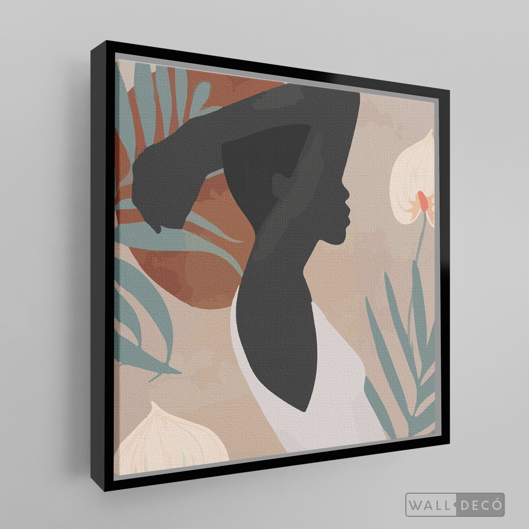 Cuadro Mujer Afro Tulipanes