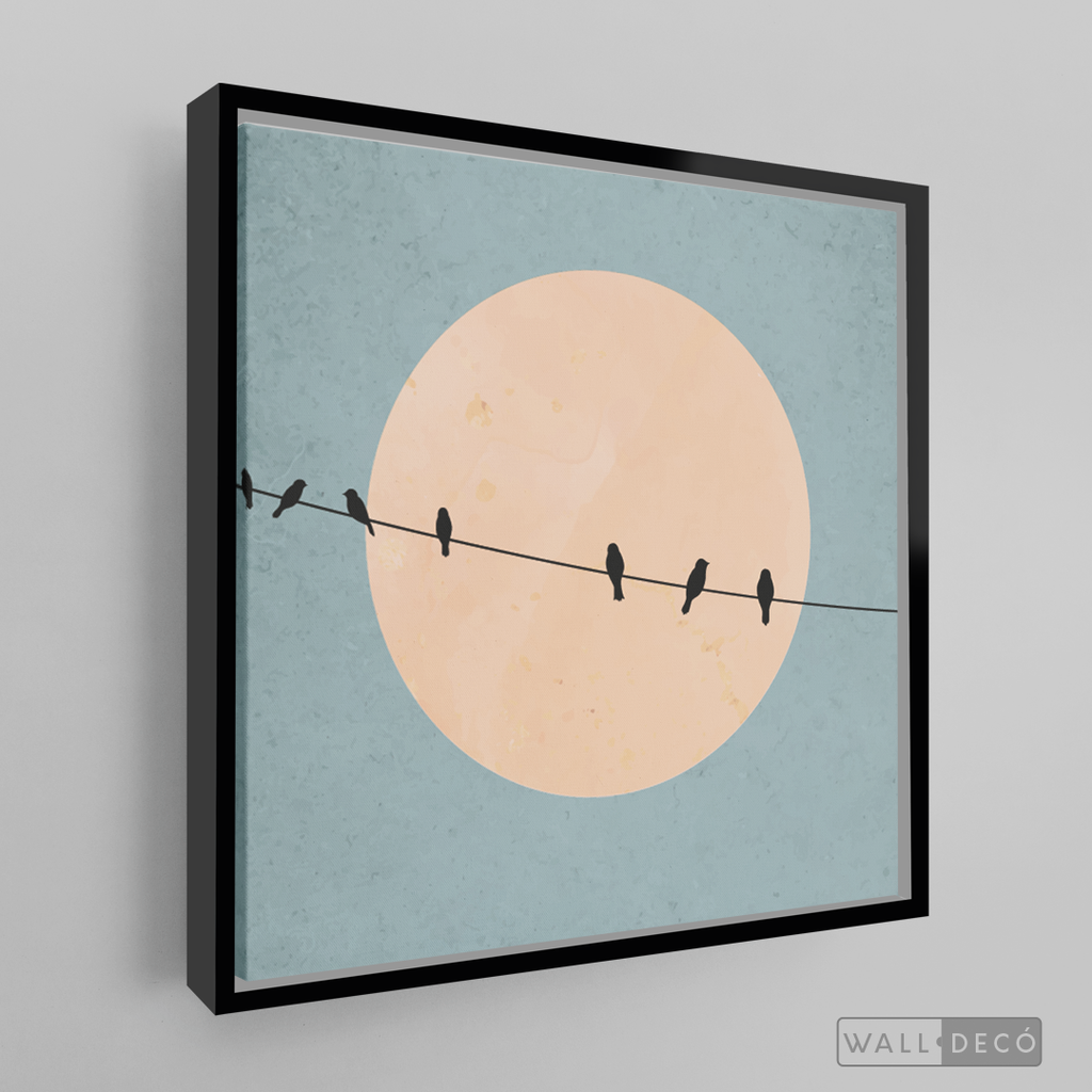 Cuadro Minimalista Pájaros en Azul