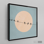 Cuadro Minimalista Pájaros en Azul