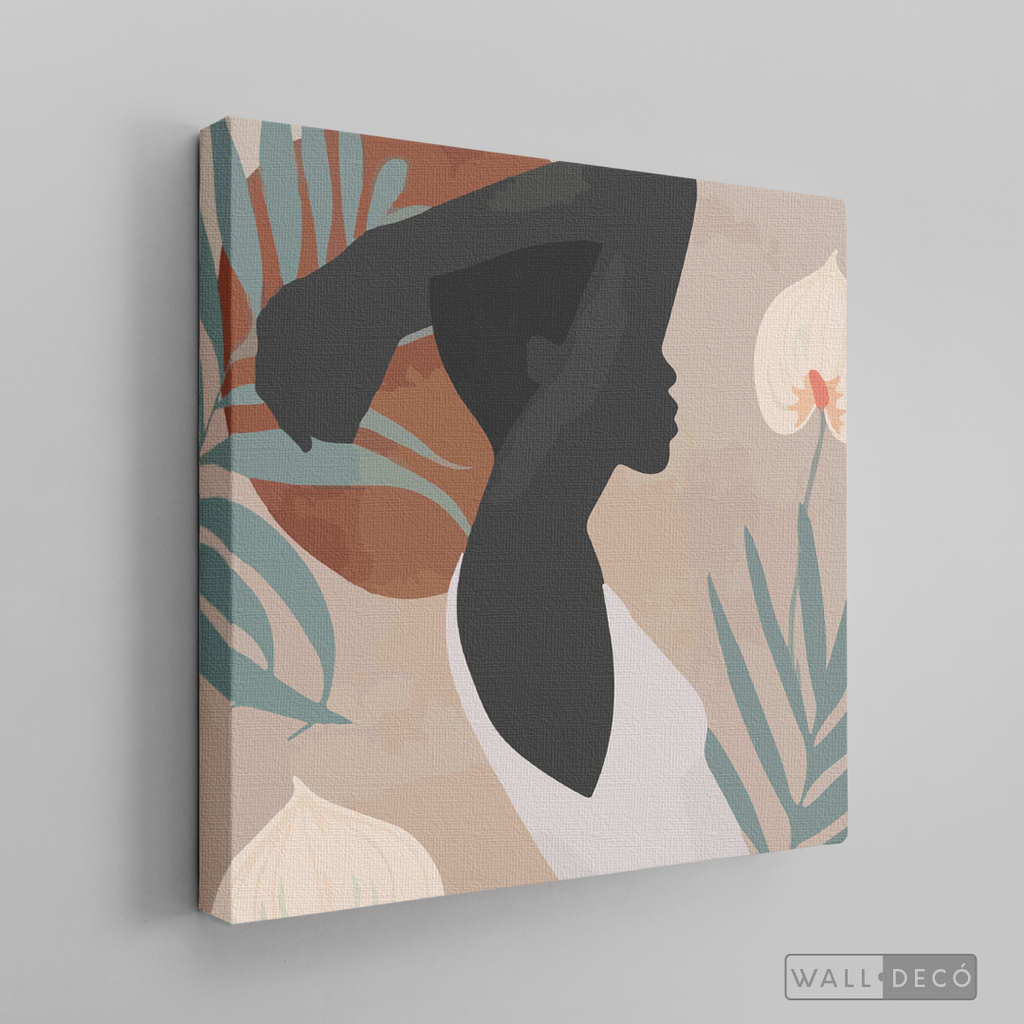 Cuadro Mujer Afro Tulipanes