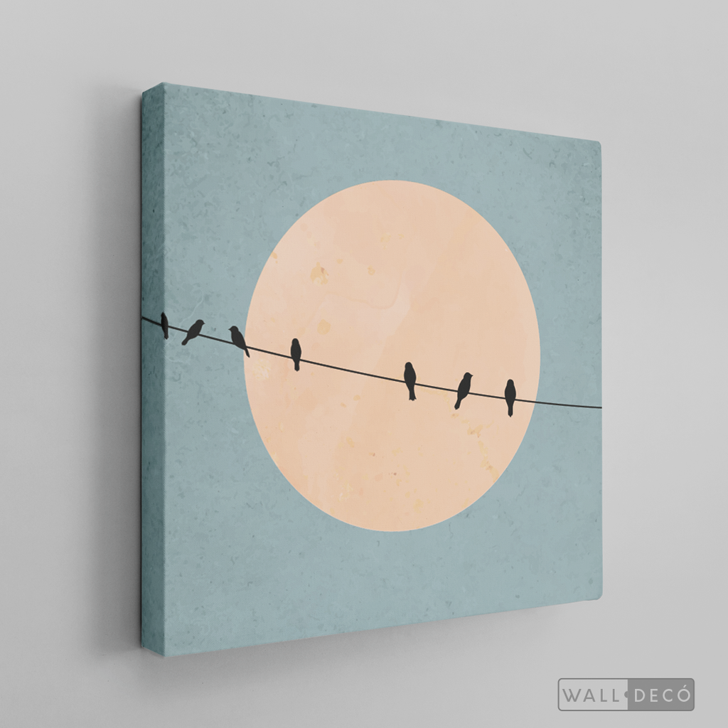 Cuadro Minimalista Pájaros en Azul
