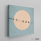 Cuadro Minimalista Pájaros en Azul