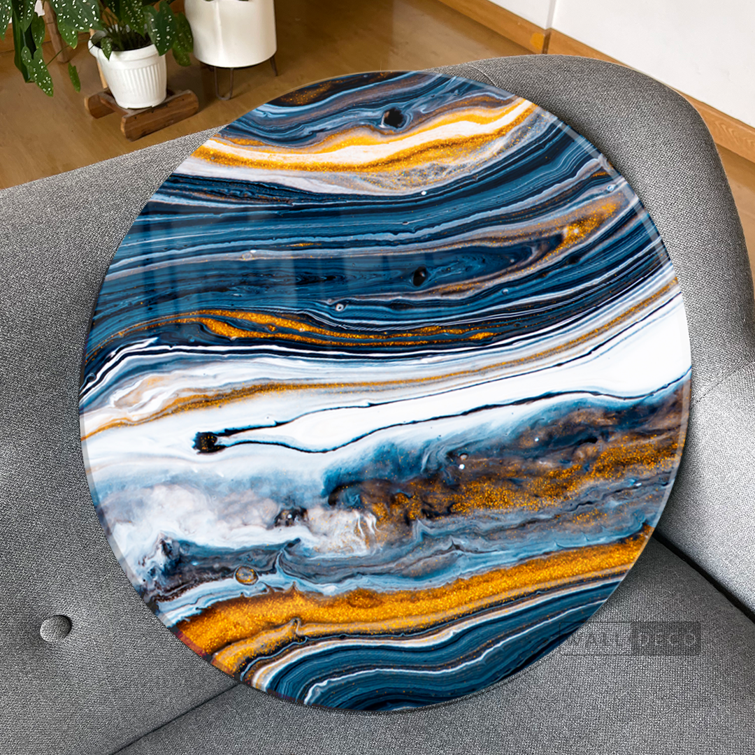 Cuadro Circular Fluido Azul Naranja