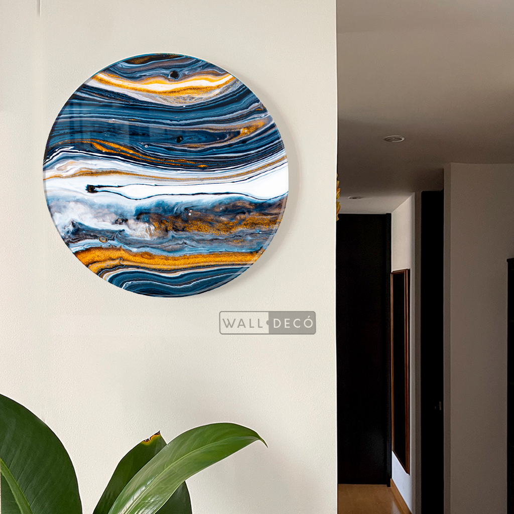 Cuadro Circular Fluido Azul Naranja