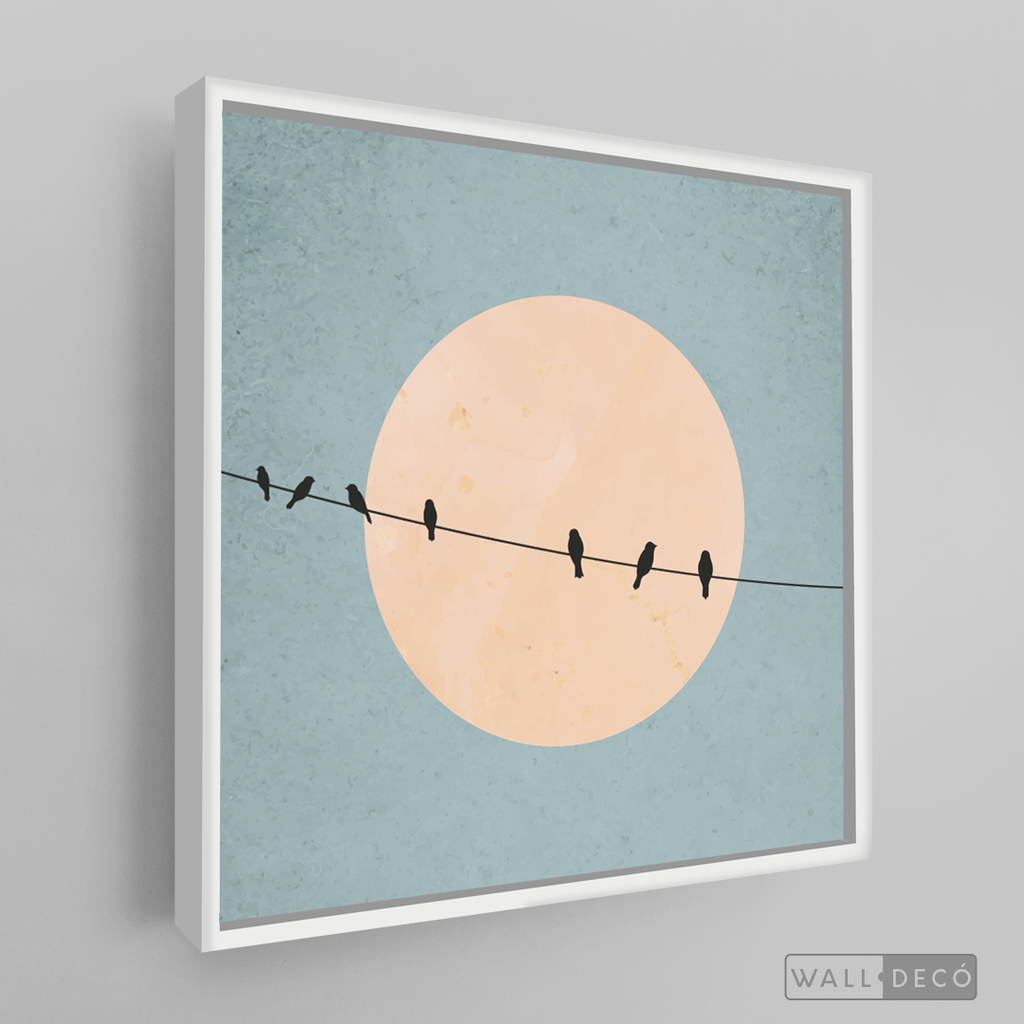 Cuadro Minimalista Pájaros en Azul