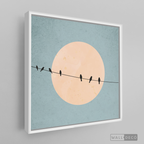 Cuadro Minimalista Pájaros en Azul