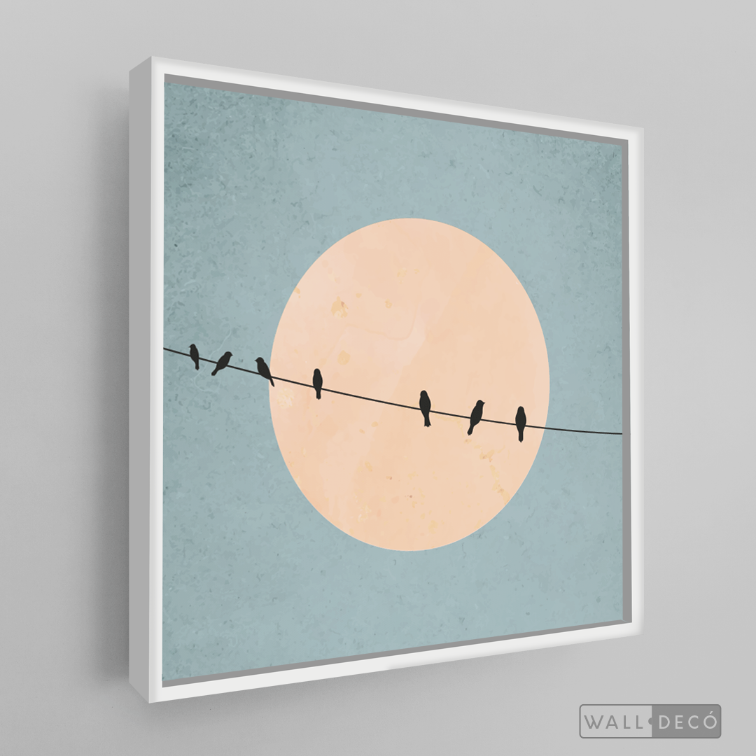 Cuadro Minimalista Pájaros en Azul