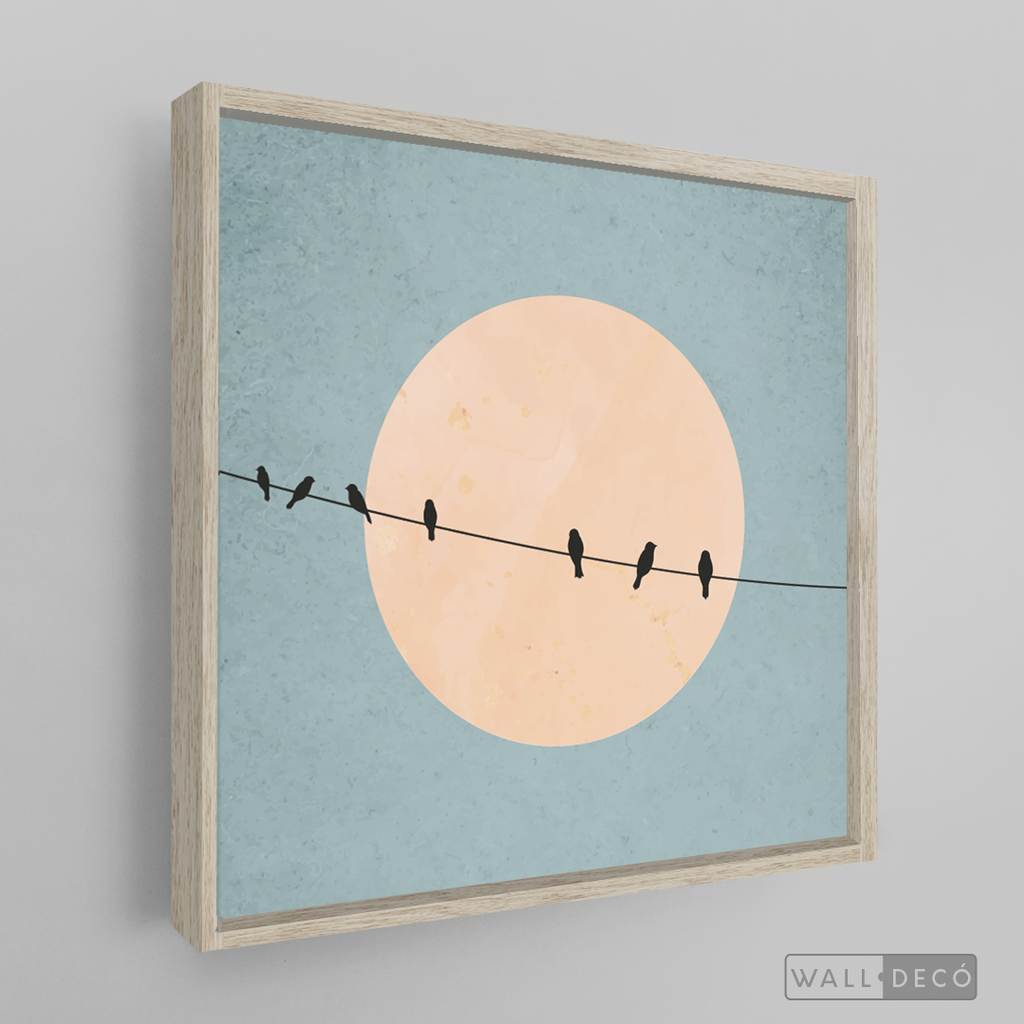 Cuadro Minimalista Pájaros en Azul