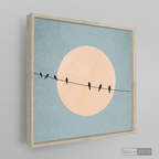 Cuadro Minimalista Pájaros en Azul