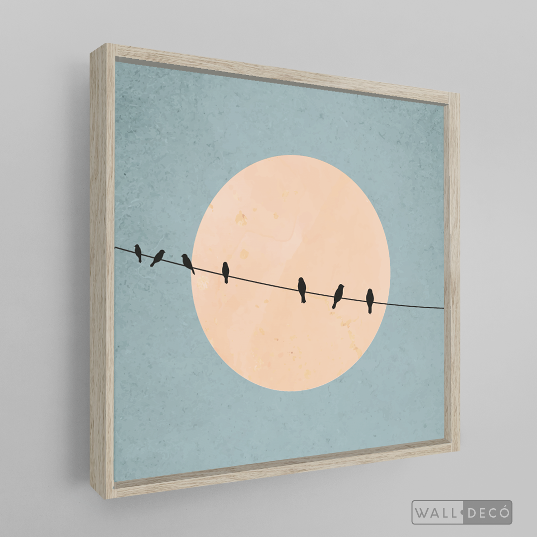 Cuadro Minimalista Pájaros en Azul