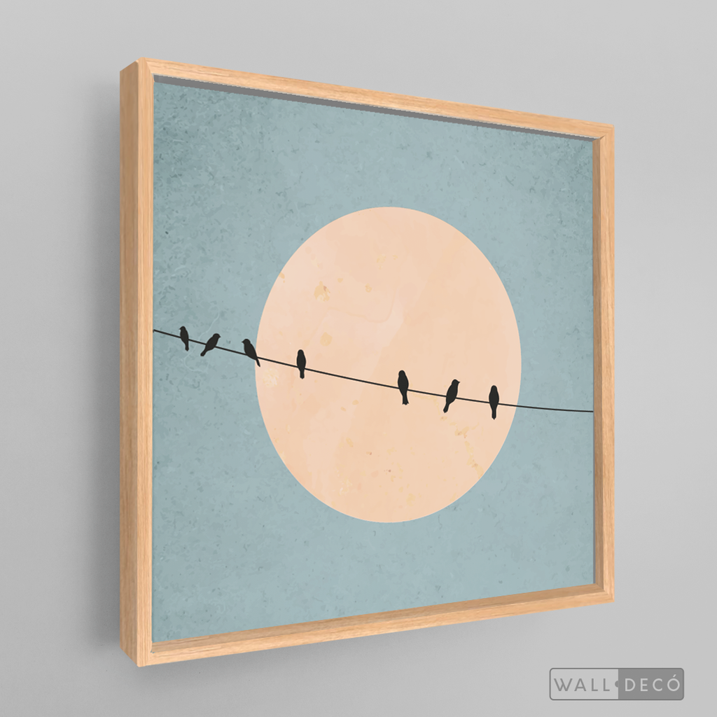Cuadro Minimalista Pájaros en Azul