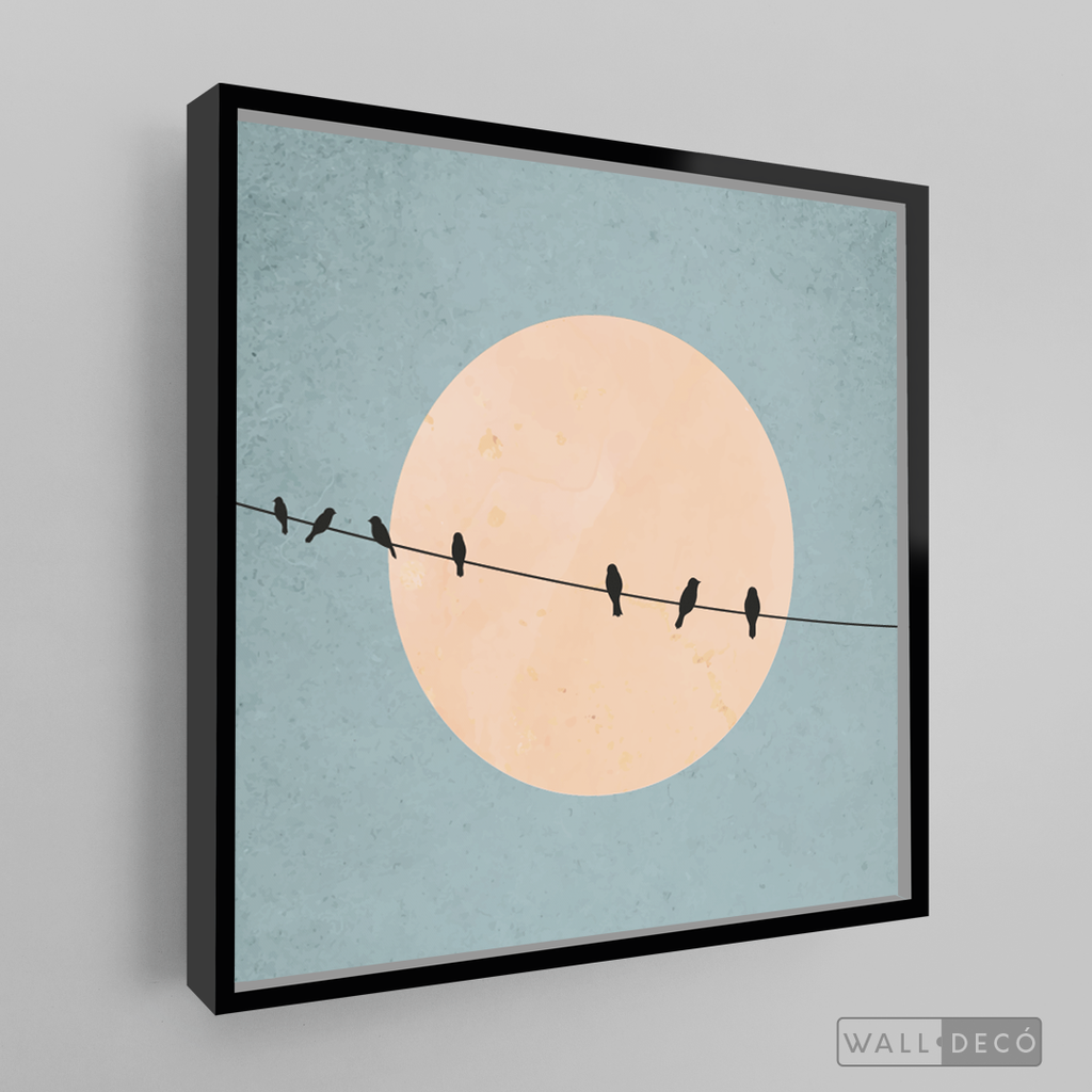 Cuadro Minimalista Pájaros en Azul